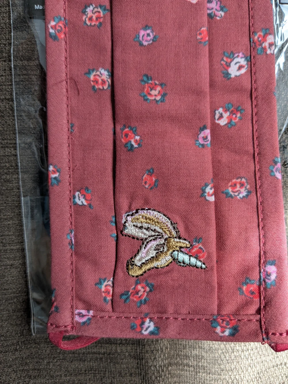 Coach Burgundy Quilted Floral Face Mask